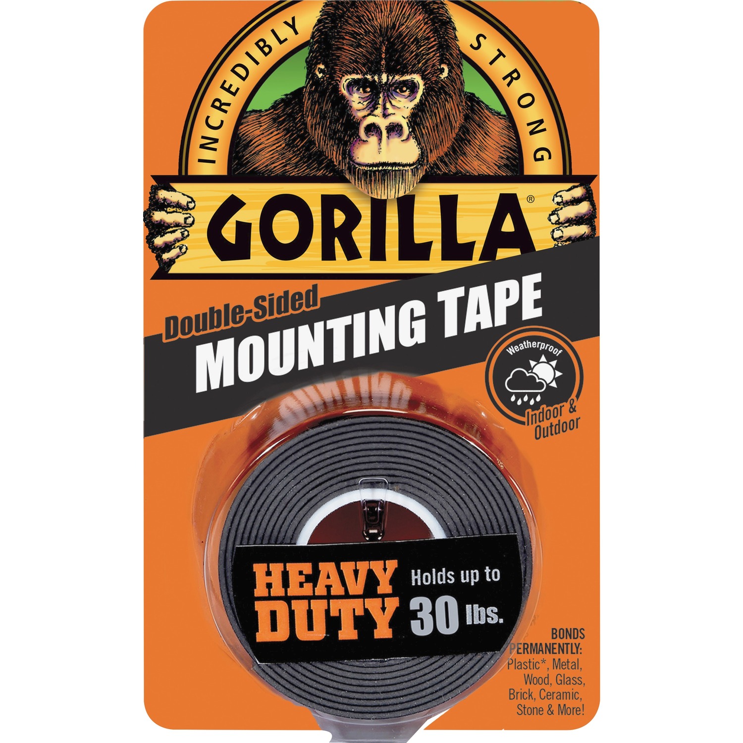 1061389149.jpg Gorilla Glue Gorilla Heavy Duty Mounting Tape 5 ft Length x 1" Width - Black - 1 Each (6055002) - Image 1