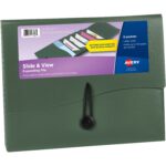 Avery® Slide & View Letter Organizer Folder 8 1/2" x 11" - 40 Sheets Capacity - 6 Pocket(s) - Plastic, Poly, Polypropylene - Sage - 1 Each (73546)