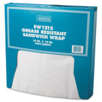 Bagcraft Grease-Resistant Paper Wraps and Liners, 12 x 12, White, 1,000/Box, 5 Boxes/Carton (057012)