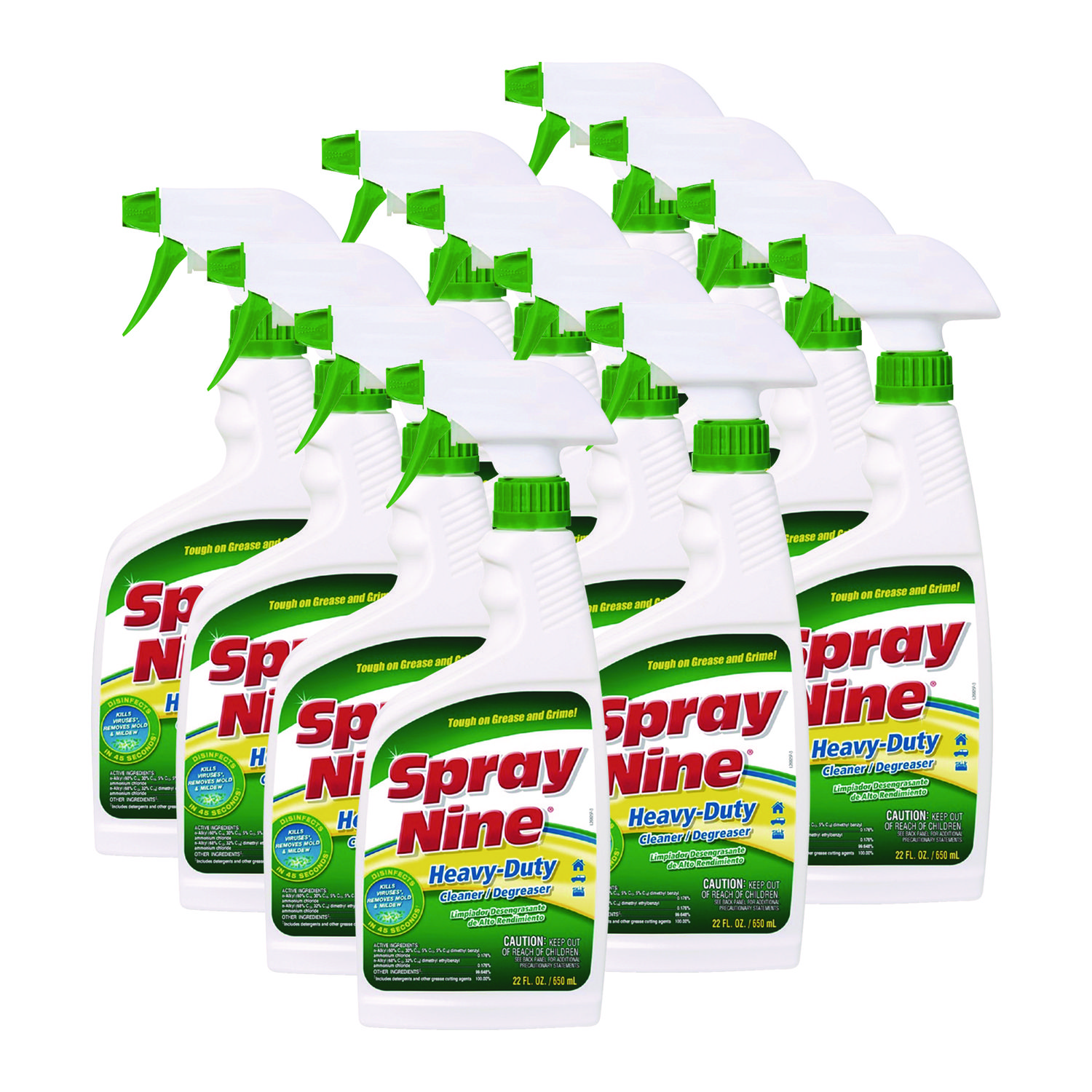 15008995.jpg Spray Nine Heavy Duty Cleaner/Degreaser/Disinfectant, Citrus Scent, 22 oz Trigger Spray Bottle, 12/Carton (26825) - Image 1