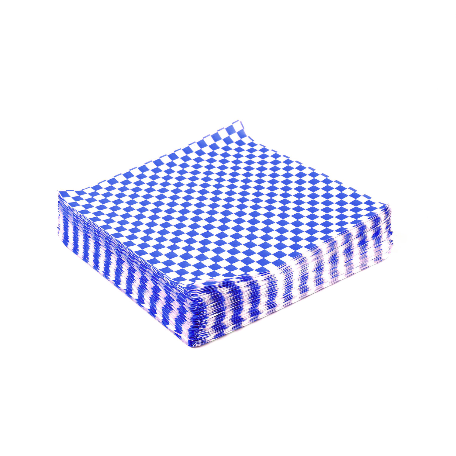 15013000.jpg Paterson Grease-Resistant Food Wrap, 12" x 12", Blue Check, 5,000/Carton (WG01014) - Image 1