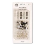 U Brands Moroccan Monochrome Push Pins, Assorted Colors, 100/Pack (2996U0624)