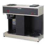 BUNN Pour-O-Matic Three-Burner Pour-Over Coffee Brewer, 12-Cup, Stainless Steel, Black (VPS)
