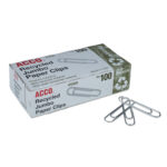 Acco® Recycled Paper Clips, Jumbo, 100/Box, 10 Boxes/Pack (72525)