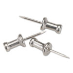 GEM Aluminum Head Push Pins, Aluminum, Silver, 0.5", 100/Box (CPAL4)