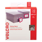 Velcro Sticky-Back Fasteners, Removable Adhesive, 0.75" dia, White, 200/Box (91824)