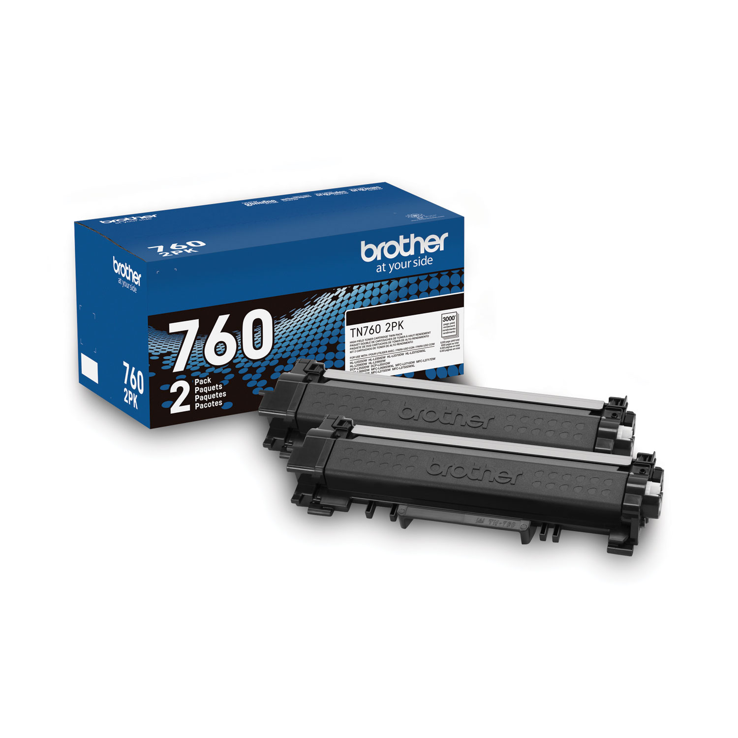 747325.jpg Brother TN7602PK High-Yield Toner, 3,000 Page-Yield, Black, 2/Pack - Image 1