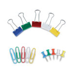 Universal Combo Clip Pack with 3-Tier Organizer Tub, (380) Small Paper Clips, (280) Push Pins, (46) Small Binder Clips, Assorted Colors (UNV31203)