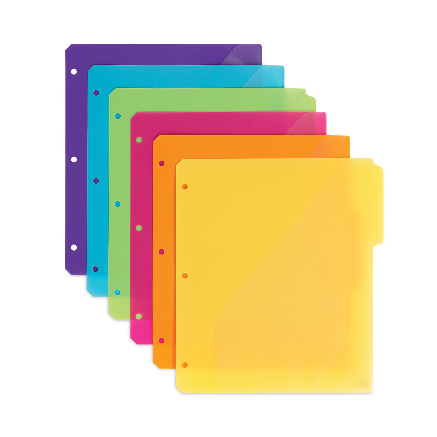 766229.jpg Smead Three-Ring Binder Poly Index Dividers with Pocket, 9.75 x 11.25, Assorted Colors, 30/Box (89421) - Image 1