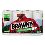 Brawny® Tear-A-Square Kitchen Paper Towels, 2-Ply, 120 Sheets, 8 Rolls (443665)